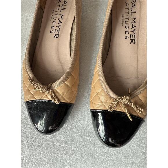 PAUL MAYER Womens Nude Tan Titou Cap Toe Block Heel Slip On Leather Flats 8.5B - Picture 2 of 14